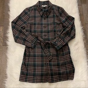 Pendleton Green Plaid Button Front Tunic Blazer